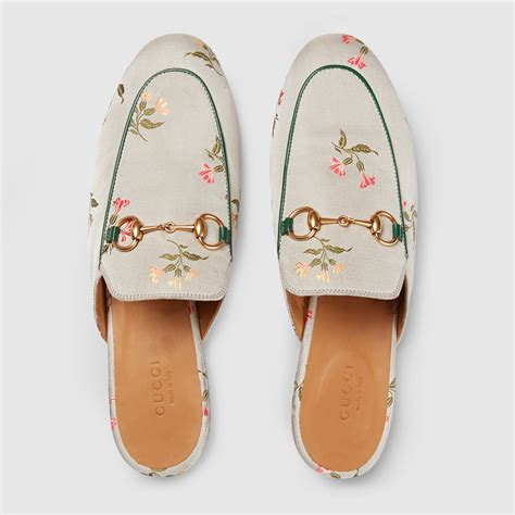 gucci princetown floral slipper|princetown horsebit detailed leather slippers.